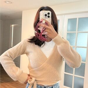 Women's Cream Wrap Sweater